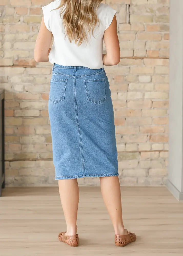 Remi Denim Classic Wash Midi Skirt IC Skirts