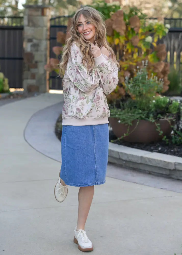 Remi Denim Classic Wash Midi Skirt IC Skirts