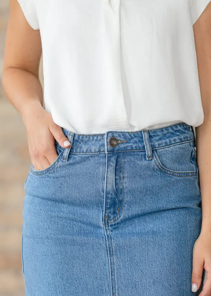 Remi Denim Classic Wash Midi Skirt IC Skirts