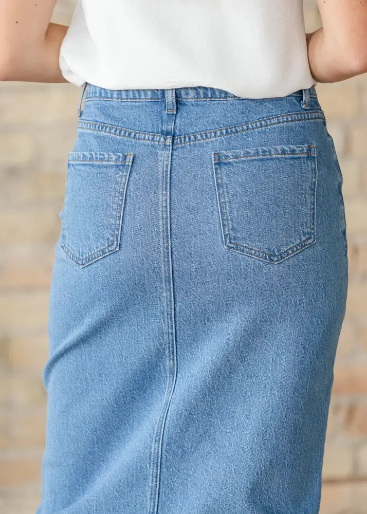 Remi Denim Classic Wash Midi Skirt IC Skirts
