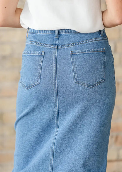 Remi Denim Classic Wash Midi Skirt IC Skirts