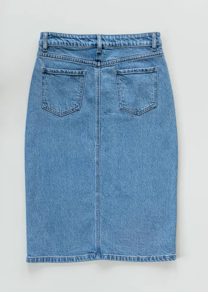 Remi Denim Classic Wash Midi Skirt IC Skirts