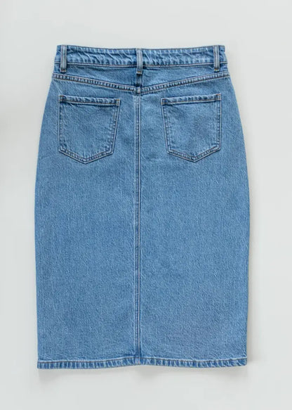 Remi Denim Classic Wash Midi Skirt IC Skirts