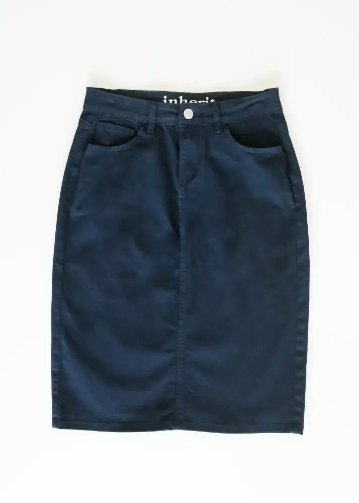 Remi Navy Denim Midi Skirt - IC Skirts