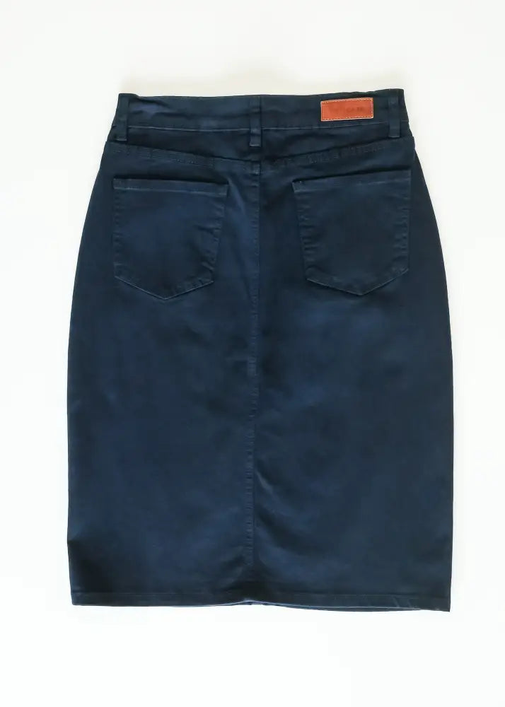 Remi Navy Denim Midi Skirt - IC Skirts