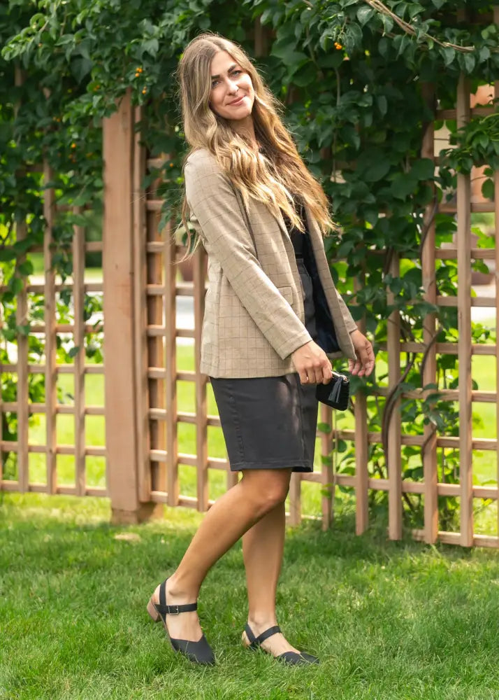 Remi Onyx Black Denim Midi Skirt - IC Skirts
