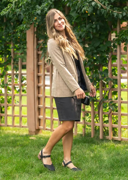Remi Onyx Black Denim Midi Skirt - IC Skirts