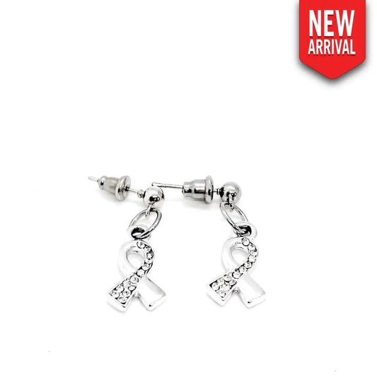 Silver-tone Ribbon Earrings Awareness Gifts Awareness Charm Disabled Children Brain Disabilities Parkinson’s Ovarian