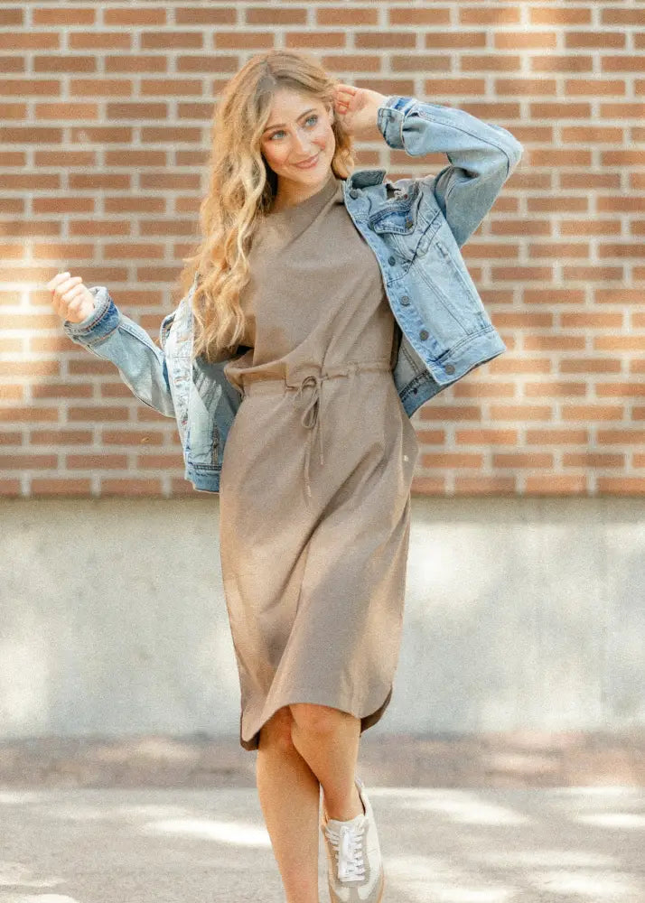 Rory Athletic Midi Dress - FINAL SALE - Taupe / XS - IC Dresses