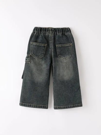 Girls Bow Stretch Wide-Leg Jeans - Jeans