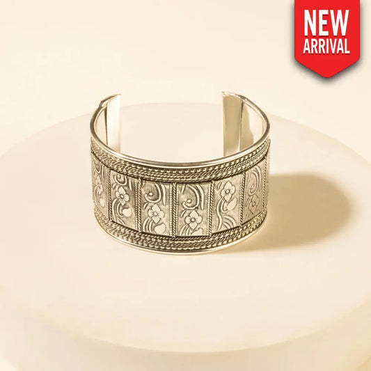 Myra Saddlecrest Engraved Cuff in Antique Frost - Antique Frost - JEWELLRY