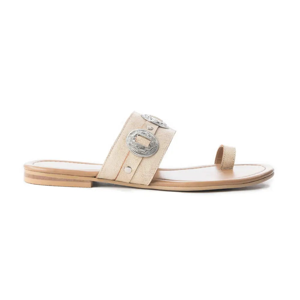 Sagebrush Concho Sandals In White - Shoes