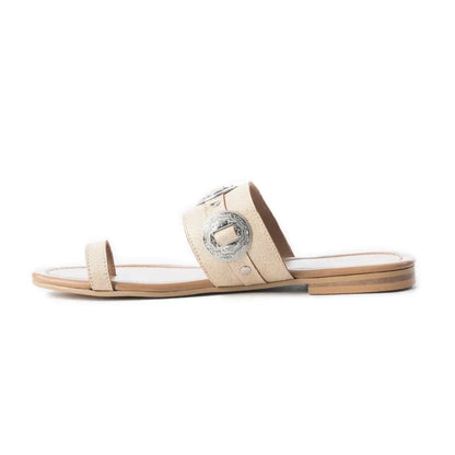 Sagebrush Concho Sandals In White - Shoes