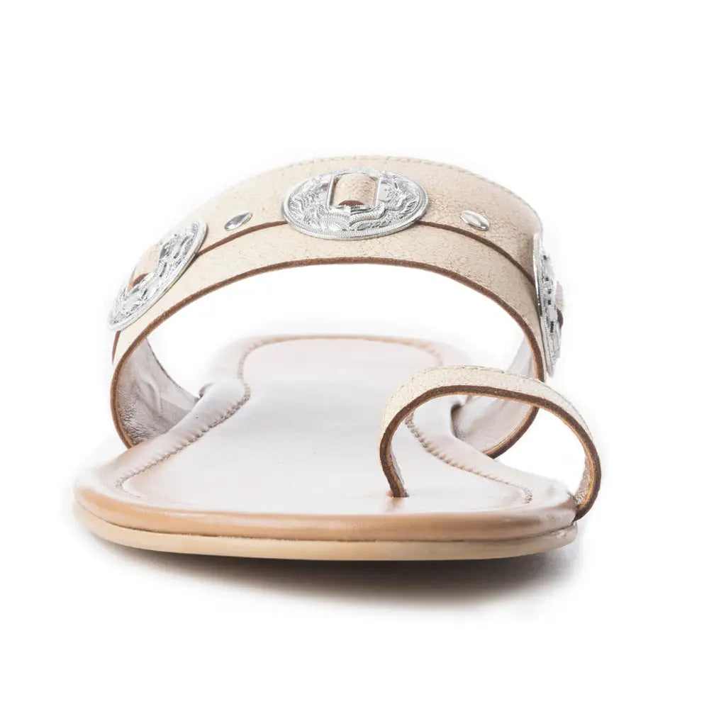 Sagebrush Concho Sandals In White - Shoes