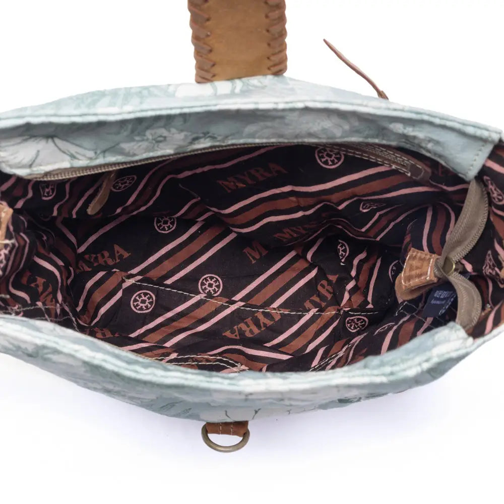 Myra Sagefield Cotton & Leather Shoulder Bag in Mint Brown - Mint Brown - Bags