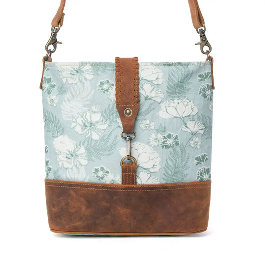 Myra Sagefield Cotton & Leather Shoulder Bag in Mint Brown - Mint Brown - Bags