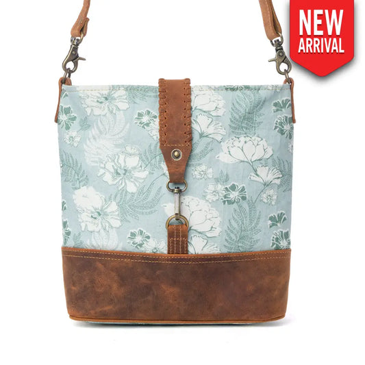 Myra Sagefield Cotton & Leather Shoulder Bag in Mint Brown - Mint Brown - Bags