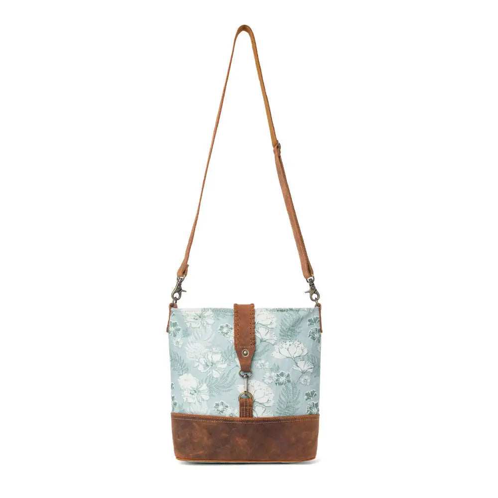 Myra Sagefield Cotton & Leather Shoulder Bag in Mint Brown - Mint Brown - Bags