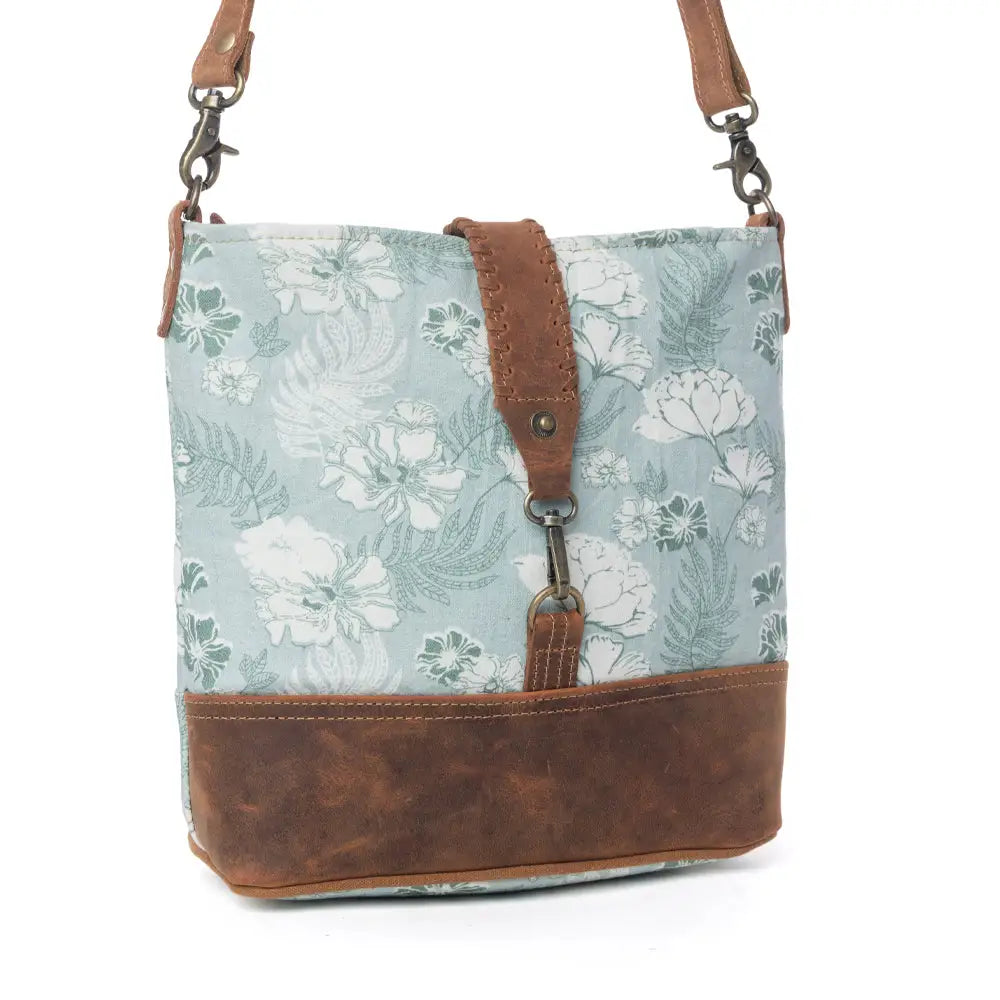 Myra Sagefield Cotton & Leather Shoulder Bag in Mint Brown - Mint Brown - Bags
