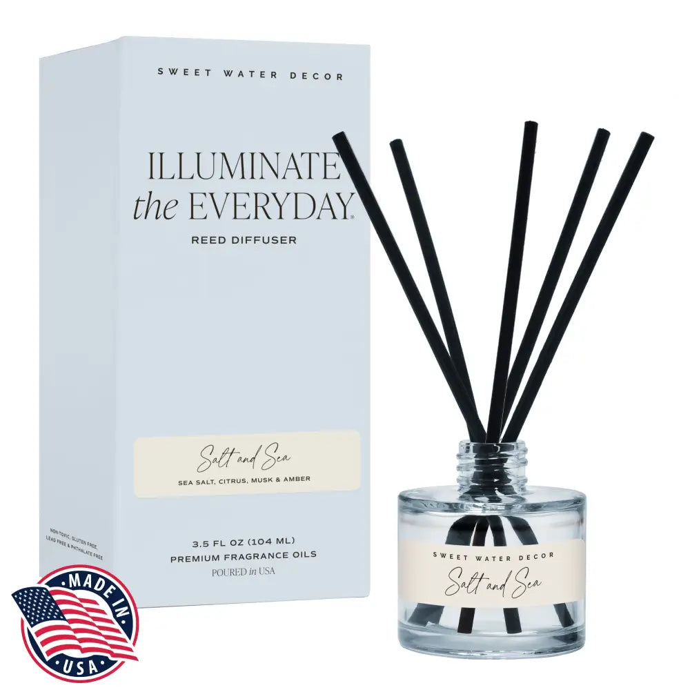 Salt and Sea Blue Tinted Glass Jar Reed Diffuser Reed Diffusers