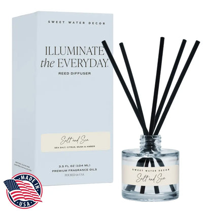 Salt and Sea Blue Tinted Glass Jar Reed Diffuser Reed Diffusers