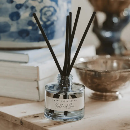Salt and Sea Blue Tinted Glass Jar Reed Diffuser Reed Diffusers