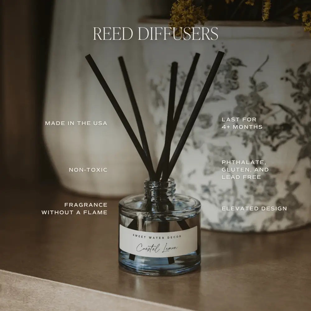 Salt and Sea Blue Tinted Glass Jar Reed Diffuser Reed Diffusers