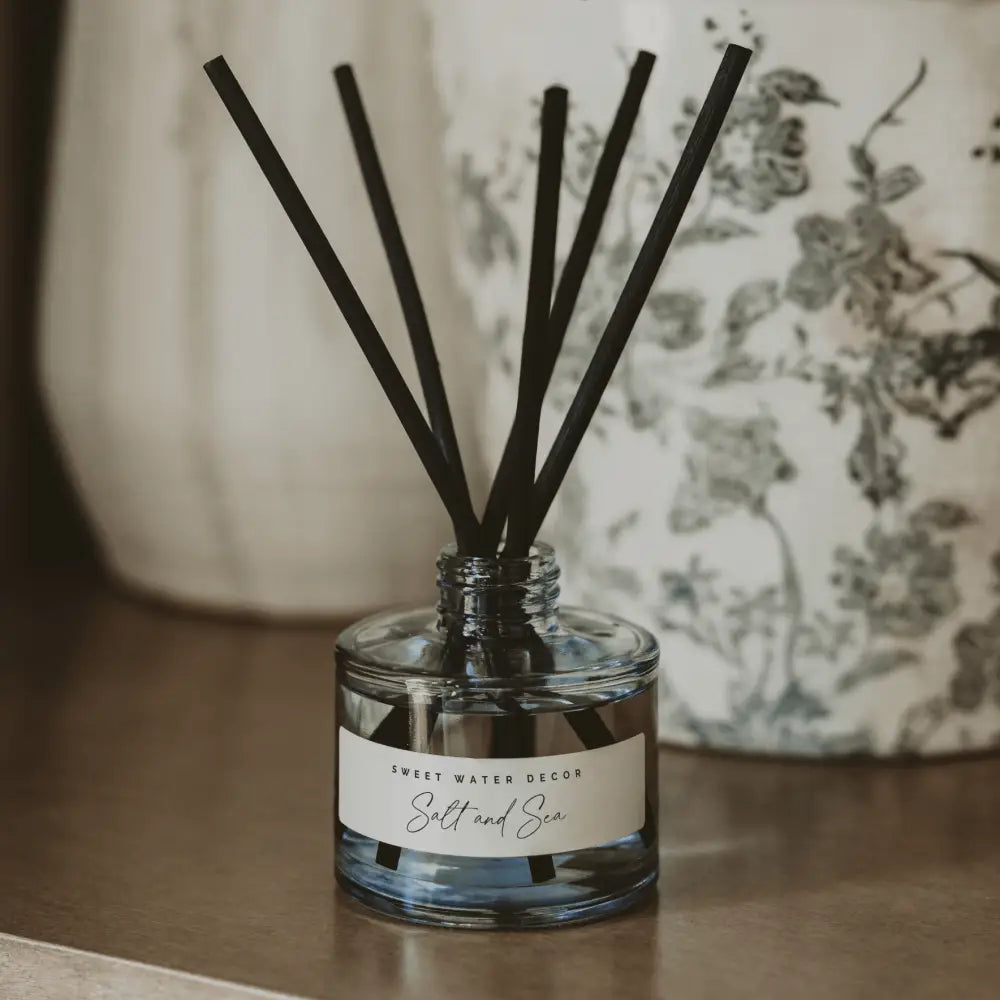 Salt and Sea Blue Tinted Glass Jar Reed Diffuser Reed Diffusers