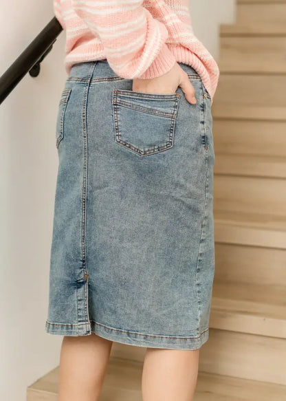Sandra Classic Wash Midi Denim Skirt - IC Skirts