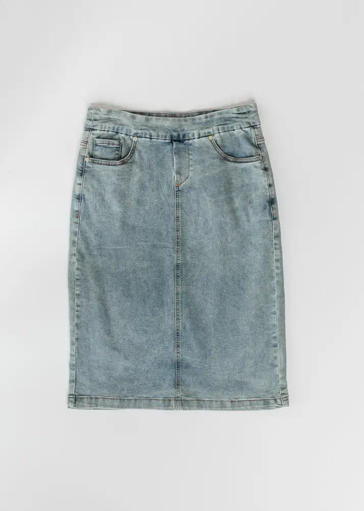 Sandra Classic Wash Midi Denim Skirt - IC Skirts