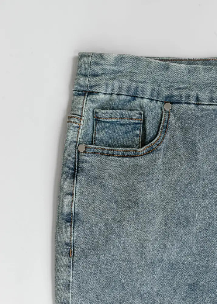 Sandra Classic Wash Midi Denim Skirt - IC Skirts