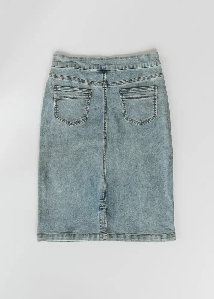 Sandra Classic Wash Midi Denim Skirt - IC Skirts