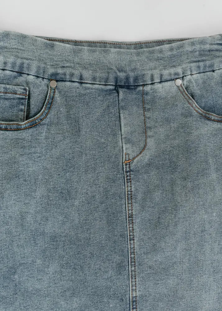 Sandra Classic Wash Midi Denim Skirt - IC Skirts