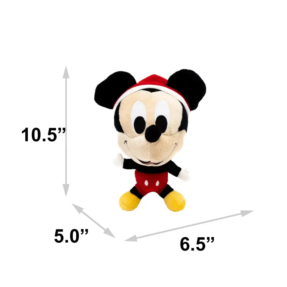 Dog Toy Squeaker Plush - Mickey Mouse Santa Hat Full Body Pose Dog Toy Squeaky Plush