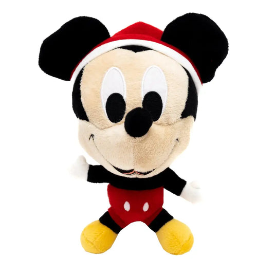 Dog Toy Squeaker Plush - Mickey Mouse Santa Hat Full Body Pose Dog Toy Squeaky Plush