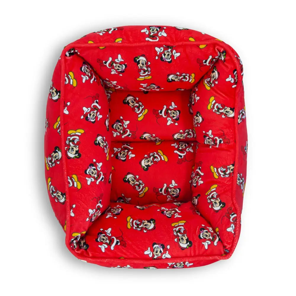 Cuddler Pet Bed - Holiday Santa Mickey and Minnie Poses Scattered Red - Pet Beds