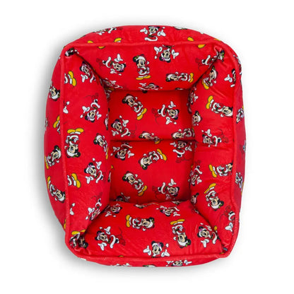 Cuddler Pet Bed - Holiday Santa Mickey and Minnie Poses Scattered Red - Pet Beds