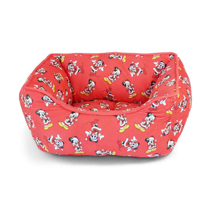Cuddler Pet Bed - Holiday Santa Mickey and Minnie Poses Scattered Red - Pet Beds