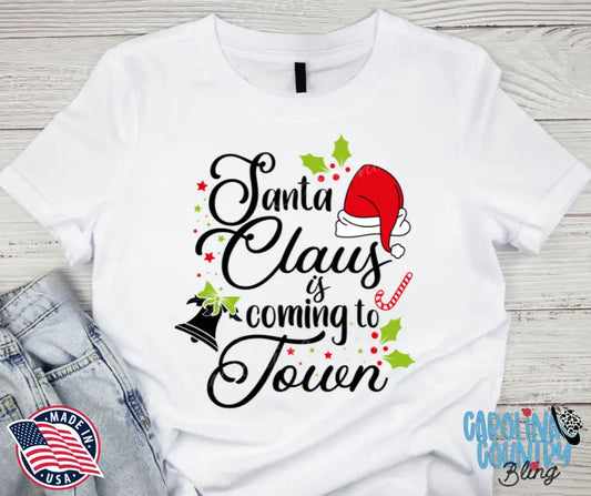 Santa’s Coming To Town – White Small / Short Shirt