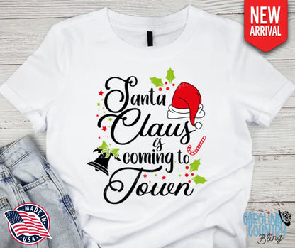 Santa’s Coming To Town – White Small / Short Shirt