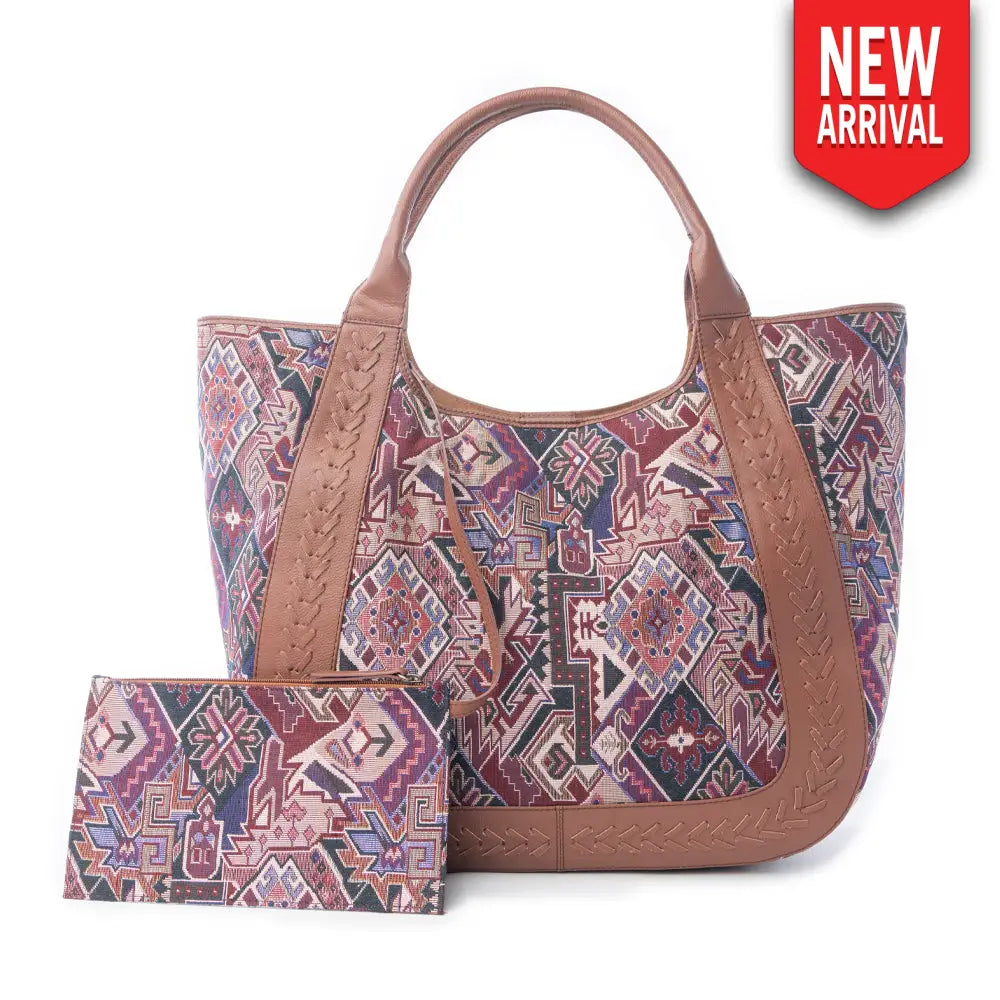 Myra Savannah Moon Jacquard Tote Bag in Plum Shadow - Plum Shadow - Bags