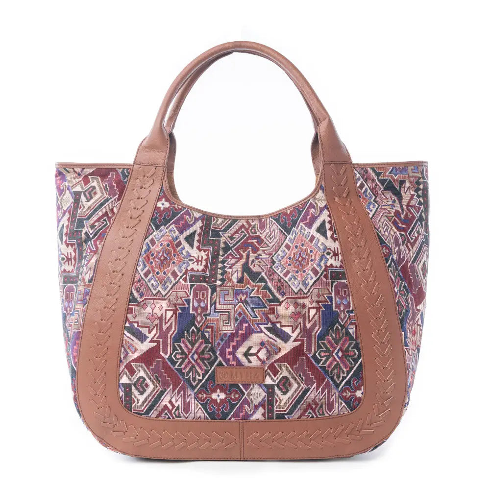 Myra Savannah Moon Jacquard Tote Bag in Plum Shadow - Plum Shadow - Bags