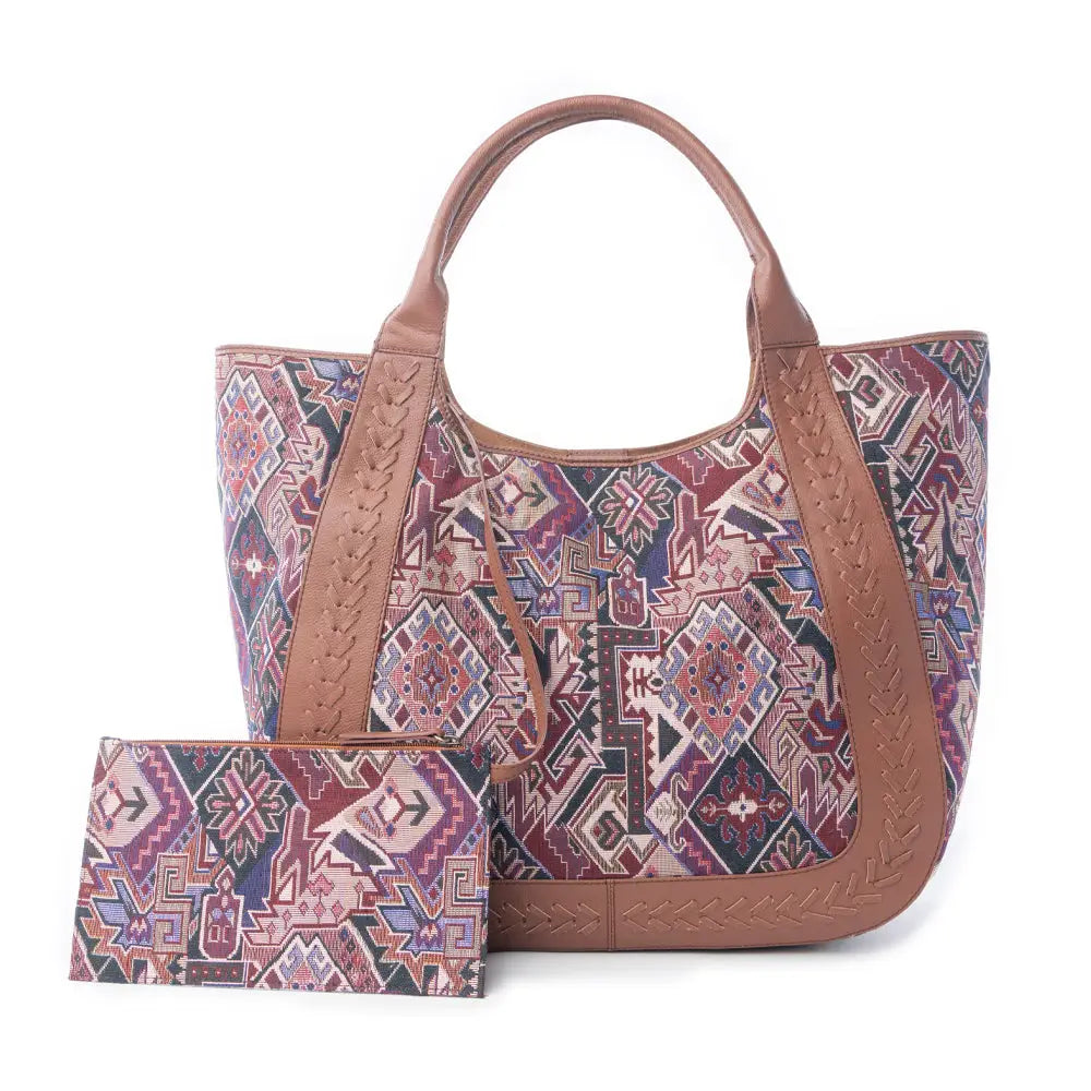 Myra Savannah Moon Jacquard Tote Bag in Plum Shadow - Plum Shadow - Bags