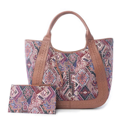 Myra Savannah Moon Jacquard Tote Bag in Plum Shadow - Plum Shadow - Bags