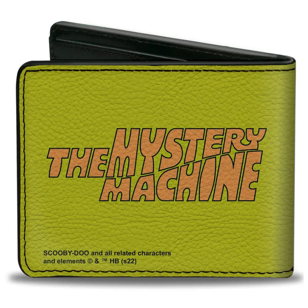 Bi-Fold Wallet - Scooby Doo Group Driving Mystery Machine Front Pose + Text Yellow Bi-Fold Wallets
