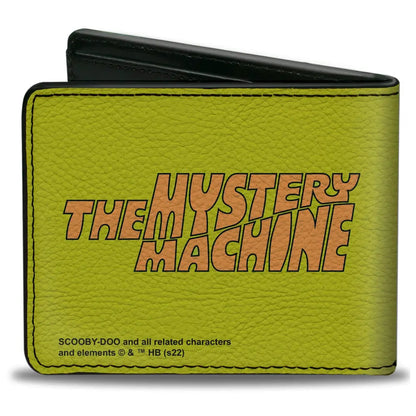 Bi-Fold Wallet - Scooby Doo Group Driving Mystery Machine Front Pose + Text Yellow Bi-Fold Wallets