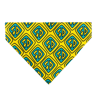 Pet Bandana - Scooby Doo Logo Centered and Collage Blue/Yellow Pet Bandanas