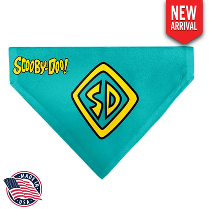 Pet Bandana - Scooby Doo Logo Centered and Collage Blue/Yellow Pet Bandanas