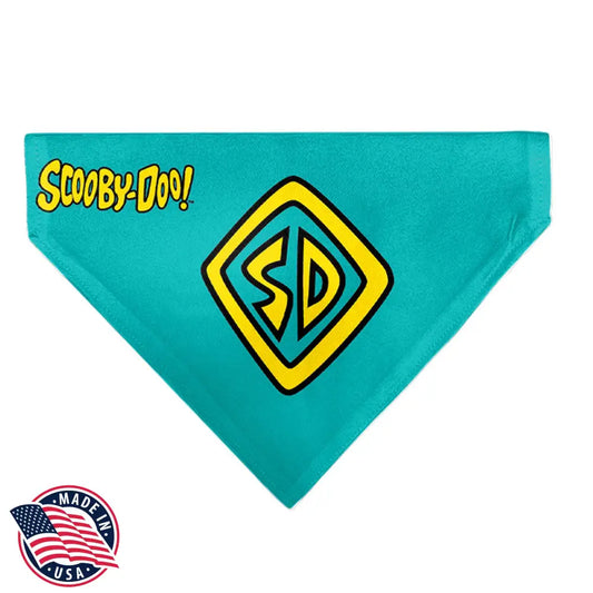 Pet Bandana - Scooby Doo Logo Centered and Collage Blue/Yellow Pet Bandanas