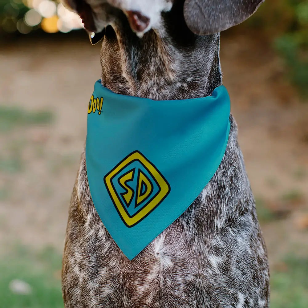 Pet Bandana - Scooby Doo Logo Centered and Collage Blue/Yellow Pet Bandanas